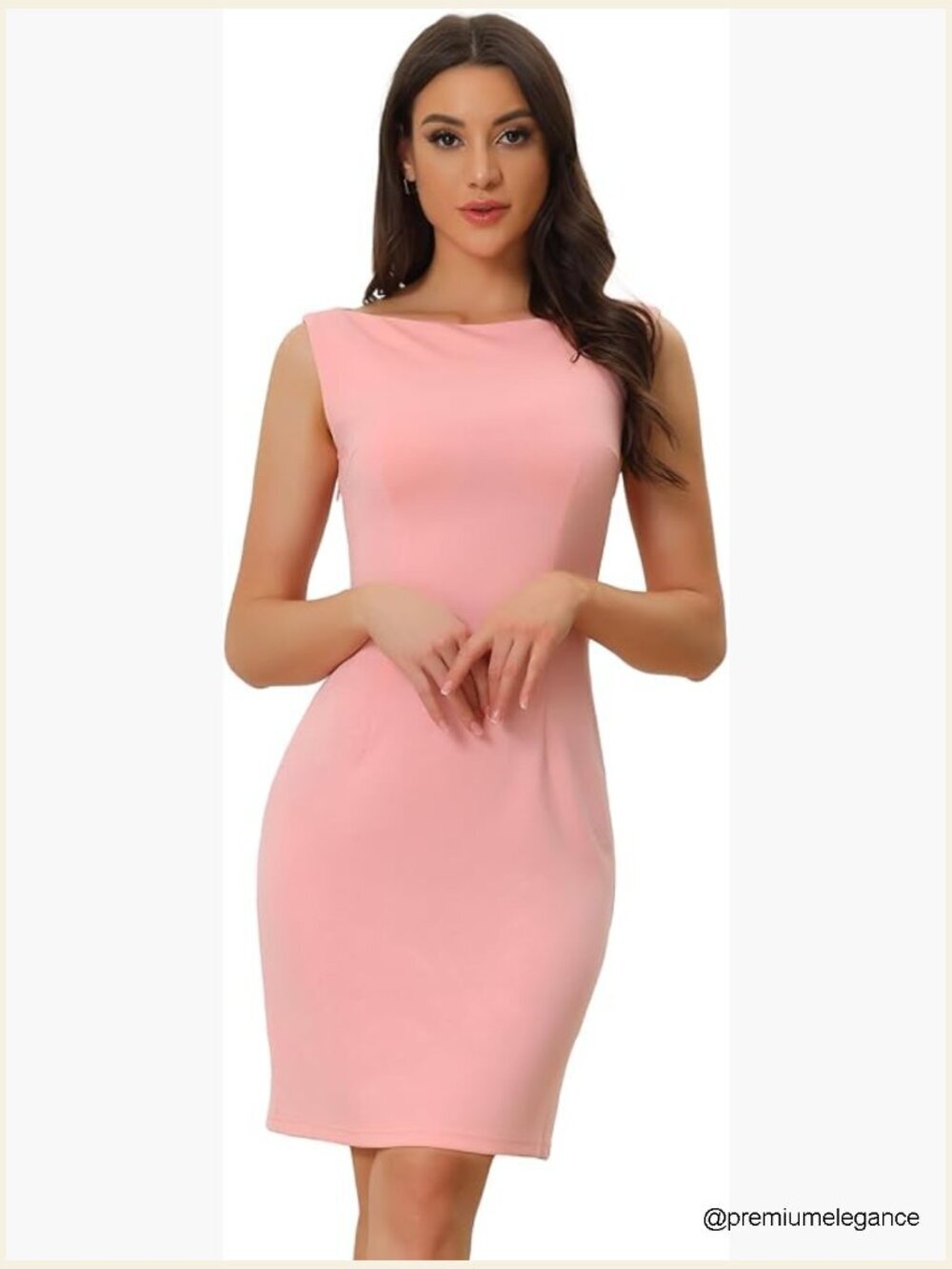 Sheath Dress Sleeveless Boat Neck Knee Length Office Business Casual
